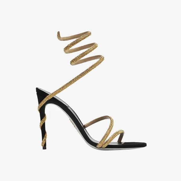  Giày Cao Gót Nữ Rene Caovilla Margot Snake Black Jewel Sandals 105 