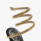  Giày Cao Gót Nữ Rene Caovilla Margot Snake Black Jewel Sandals 105 