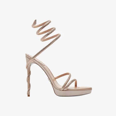 Giày Cao Gót Nữ Rene Caovilla Margot Crystal Eggshell Platform Sandal 120