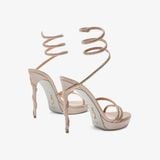  Giày Cao Gót Nữ Rene Caovilla Margot Crystal Eggshell Platform Sandal 120 