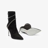  Giày Boots Nữ Rene Caovilla Cleo Crystals Black Bootie 100 mm 