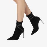  Giày Boots Nữ Rene Caovilla Cleo Crystals Black Bootie 100 mm 