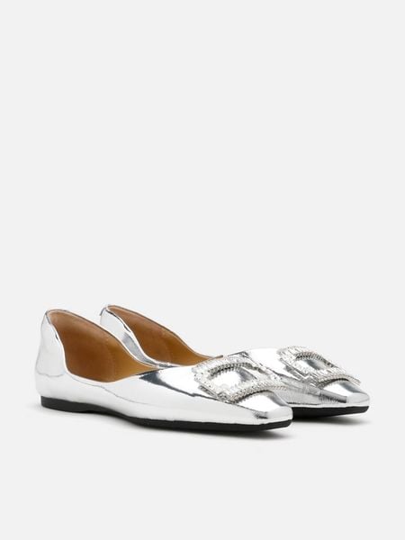  Giày bệt Pazzion Yael Embellished Buckle Curved Point-Toe Flats 