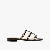  Dép Quai Ngang Nữ Pazzion Ingrid Gold Studded Cage Patent Leather Slides 