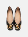  Giày Búp Bê Nữ Pazzion Kaori Gold Buckle Covered Flats 