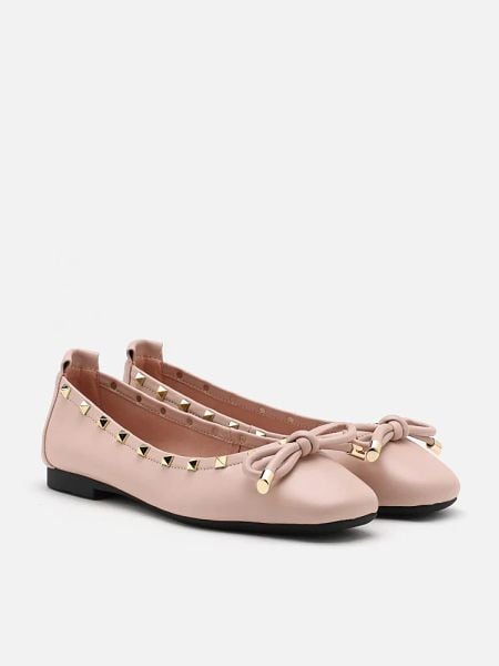  Giày búp bê da Pazzion Karina Studded Bow Ballet Flats 