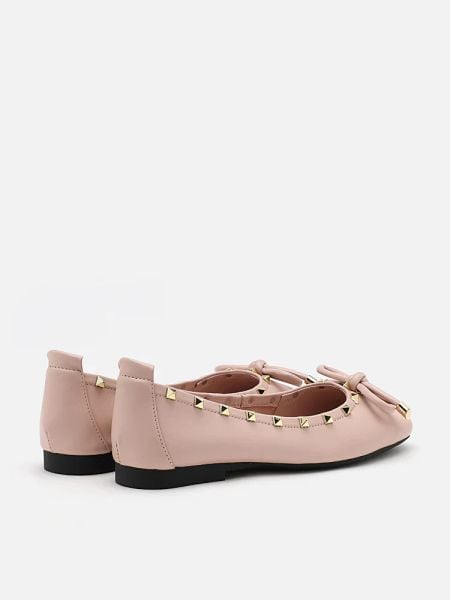  Giày búp bê da Pazzion Karina Studded Bow Ballet Flats 