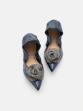  Giày Búp Bê Nữ Pazzion Marianna Crystal Embellished Rose Foldable Flats 