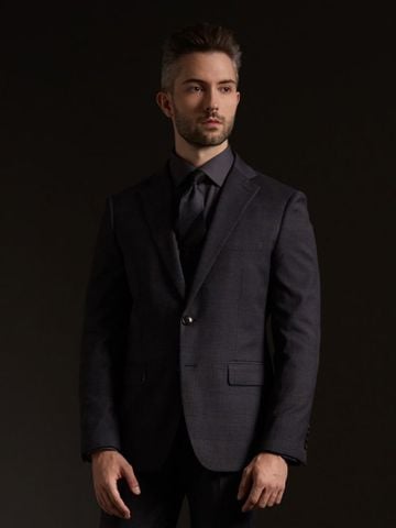 Áo Khoác Âu Phục Tsumugi Charcoal Glen Plaid Suit Benjamin Barker