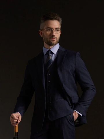 Áo Khoác Âu Phục Futako Navy Chalk Stripe Suit Benjamin Barker