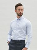  Benjamin Barker Tsumugi Easy Iron Blue Herringbone 