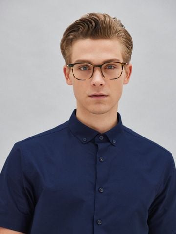 Áo sơ mi Benjamin Barker Hideki Navy Oxford
