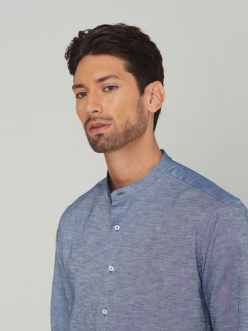 Áo sơ mi Benjamin Barker Pemberton Blue Washed Oxford