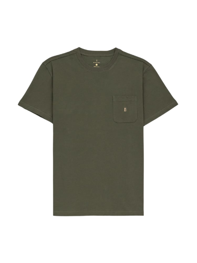  Áo Thun Không Cổ Olive Crew Pocket Tee Benjamin Barker 
