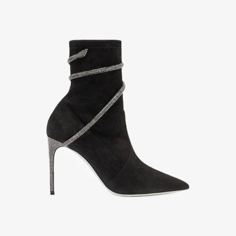 Giày Boots Nữ Rene Caovilla Cleo Crystals Black Bootie 100 mm