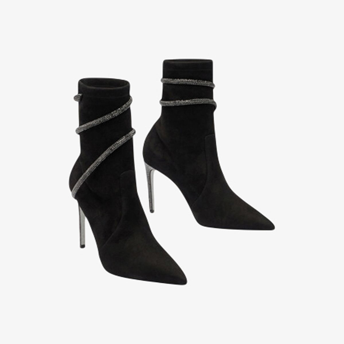  Giày Boots Nữ Rene Caovilla Cleo Crystals Black Bootie 100 mm 