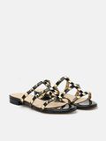 Dép Quai Ngang Nữ Pazzion Ingrid Gold Studded Cage Patent Leather Slides 