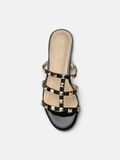  Dép Quai Ngang Nữ Pazzion Ingrid Gold Studded Cage Patent Leather Slides 