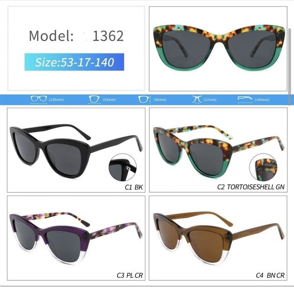  FG 1362 TUS Kính mát phân cực  Polarized Sunglasses -acetate frame 