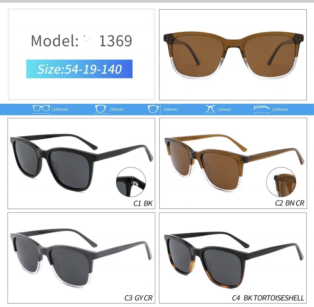  FG 1369 TUS Kính mát phân cực  Polarized Sunglasses -acetate frame ( vuông square) 