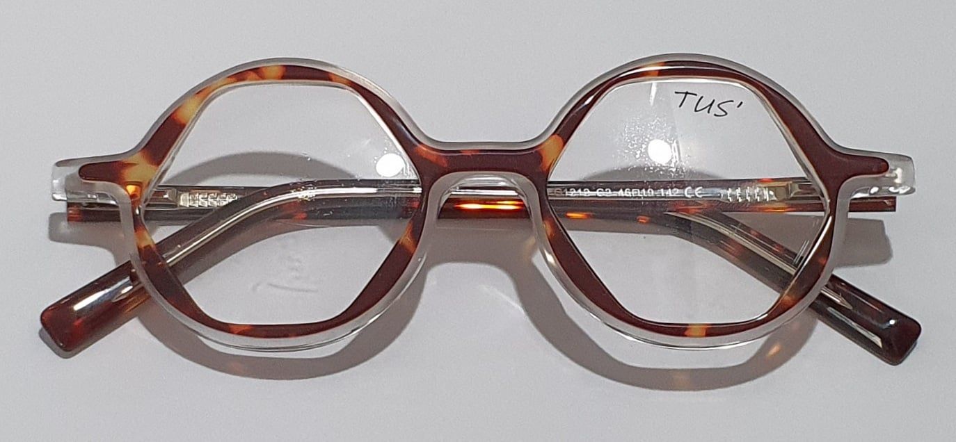  Gọng nhựa Tus' dáng tròn ngoài tròng lục giác FG 1212 