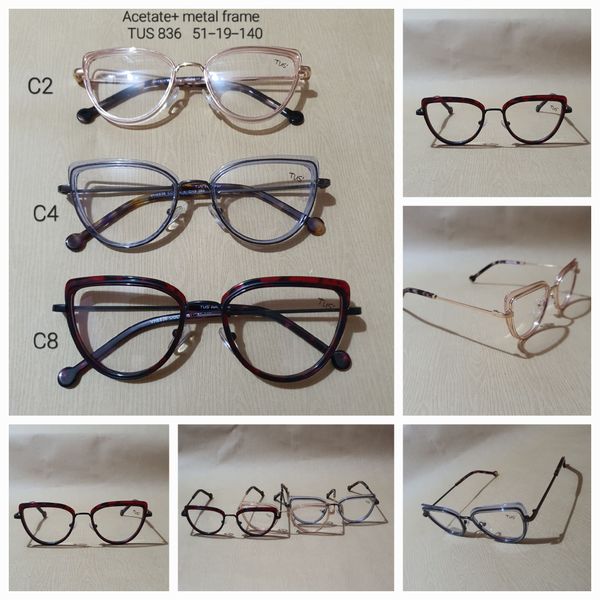  Gọng Nhựa Xi Dáng Mắt Mèo VHE 836_Cat-Eye Acetate Metal Frame 