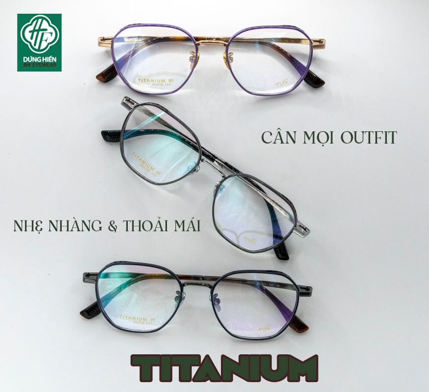  22009 Gọng xi 100% titanium lục giác hexagon 