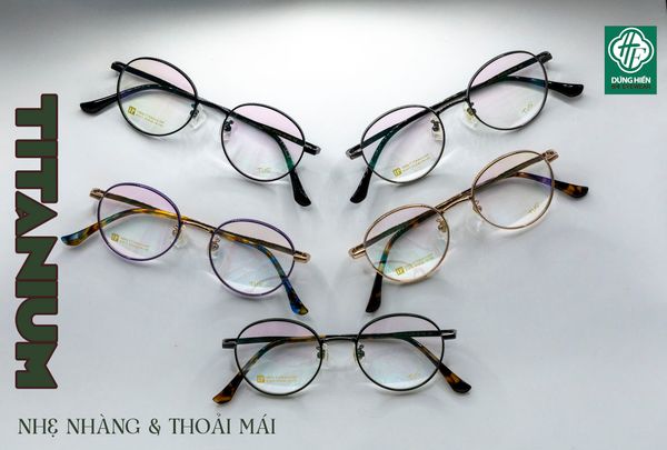  61011 Gọng xi titanium 100%, dáng tròn ( round shape) 