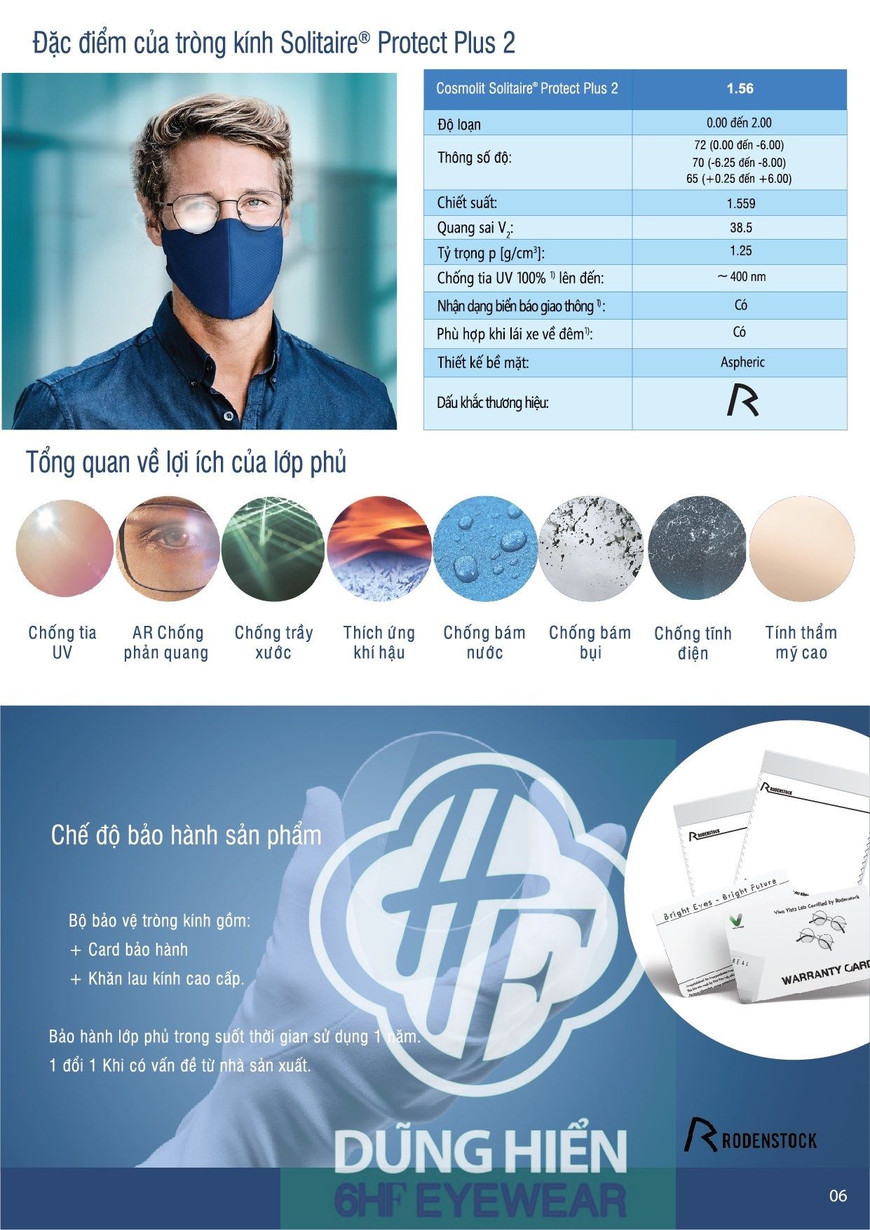  RODENSTOCK LAB - đơn tròng single vision SV LIFESTYLE- ( lớp phủ Solitaire coating) 