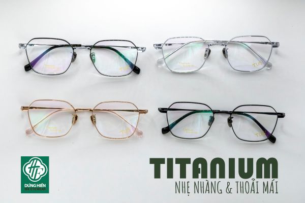  L 15097  Gọng xi 70% titanium dáng vuông ( square) + lục giác (Hexagon) 