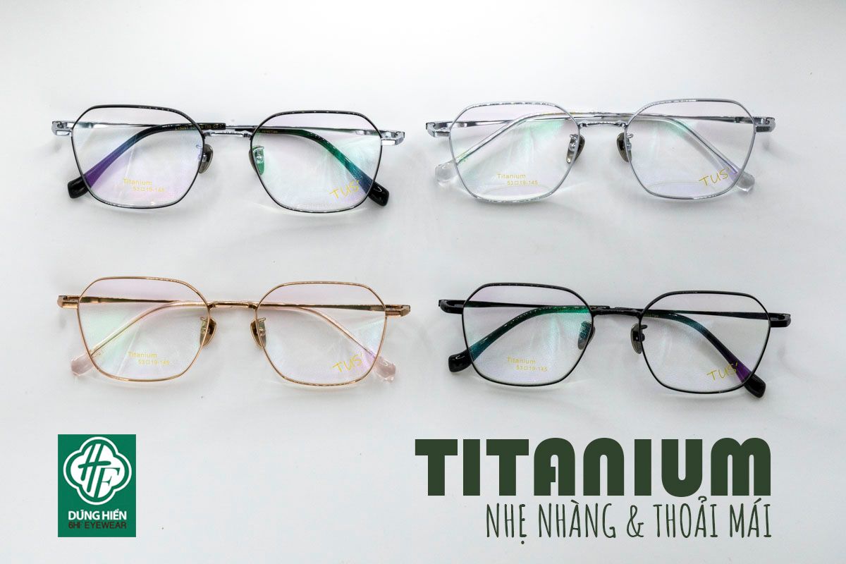  L 15097  Gọng xi 70% titanium dáng vuông ( square) + lục giác (Hexagon) 