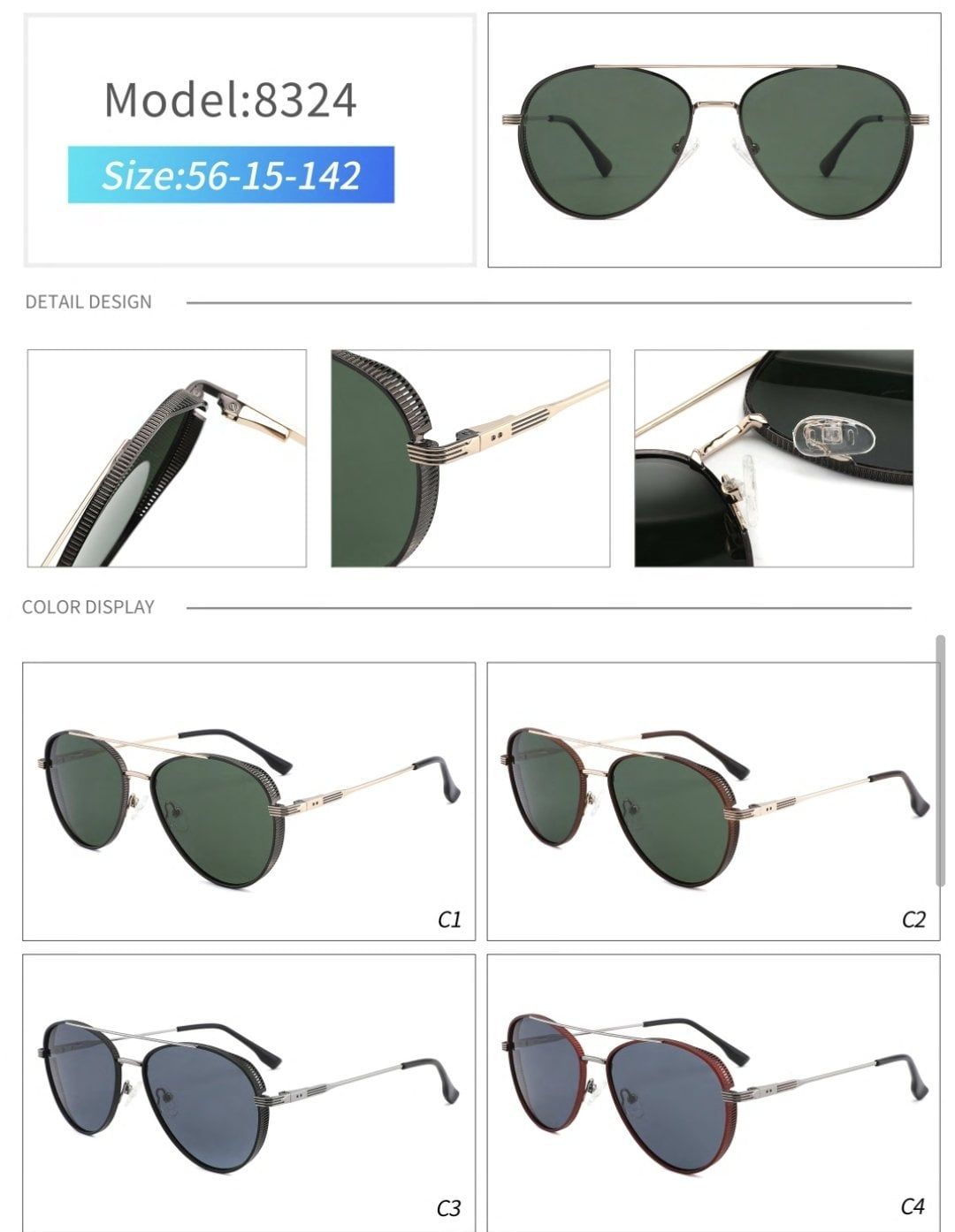  Gọng Xi Mát Polarized  8324 _Metal  Polarized Sunglasses 