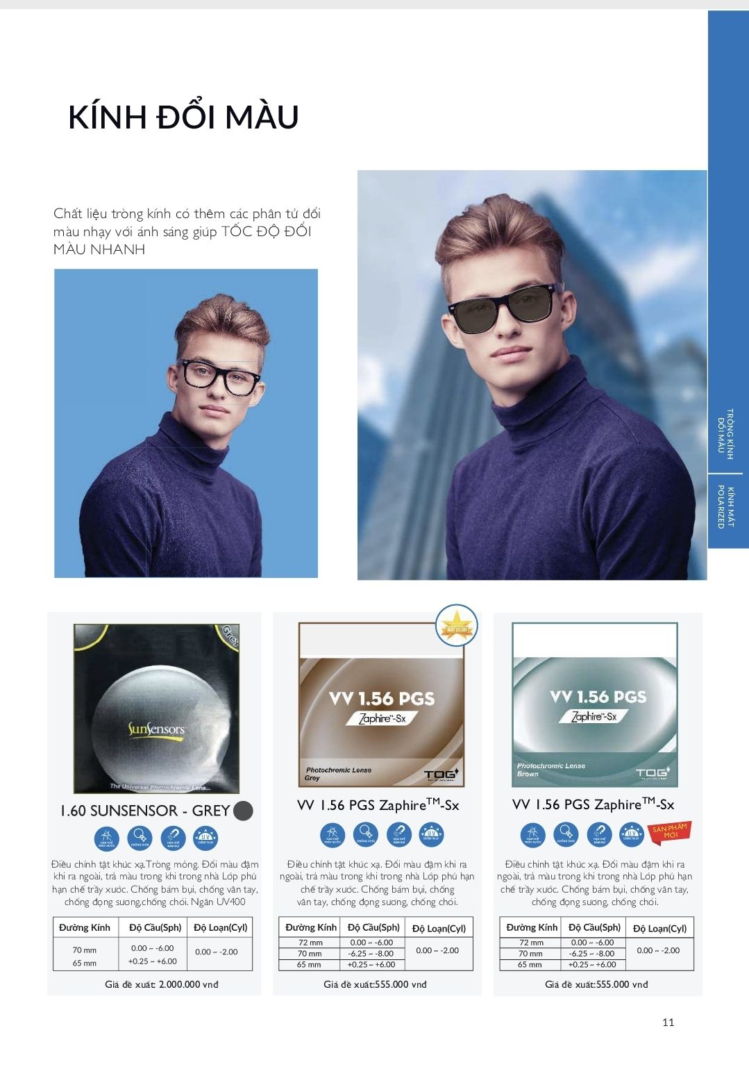  Tròng kính đổi màu khói TOG _  Grey Transition Lenses 1.56 PGS Zaphire-sx-- đơn tròng single visions lens 