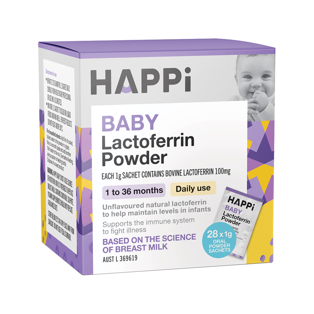 Bột dinh dưỡng Lactoferrin HAPPi Baby Úc, 28 gói x 1g (1-36m) – Happy Mommy  - Siêu thị mẹ và bé