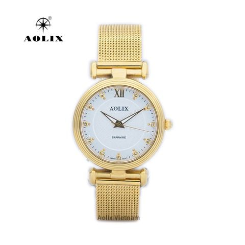  Đồng Hồ Nữ Dây Lưới Aolix AL-1050L Sapphire Chính Hãng 