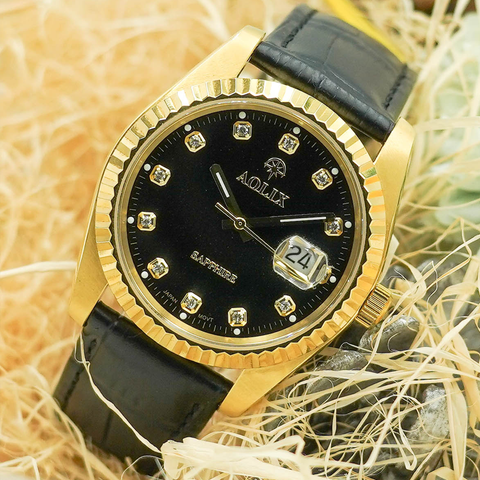 đồng hồ đeo tay nam dây da aolix al-9147g sapphire bảo hành chính hãng 5 năm
