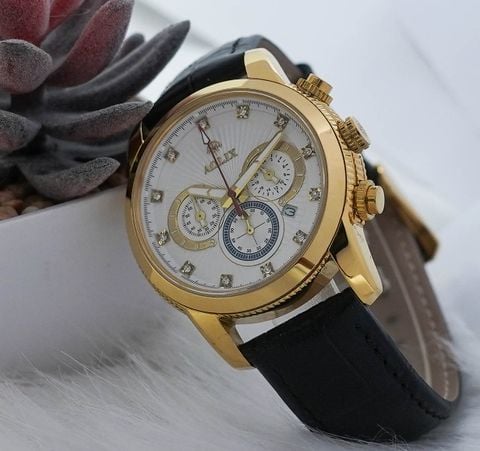 đồng hồ dây da chronograph 6 kim aolix al-7049g