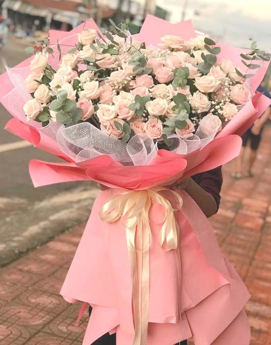 Bó Hoa Hồng Kem Tặng Sinh Nhật 024  Shop Hoa Tươi Đẹp