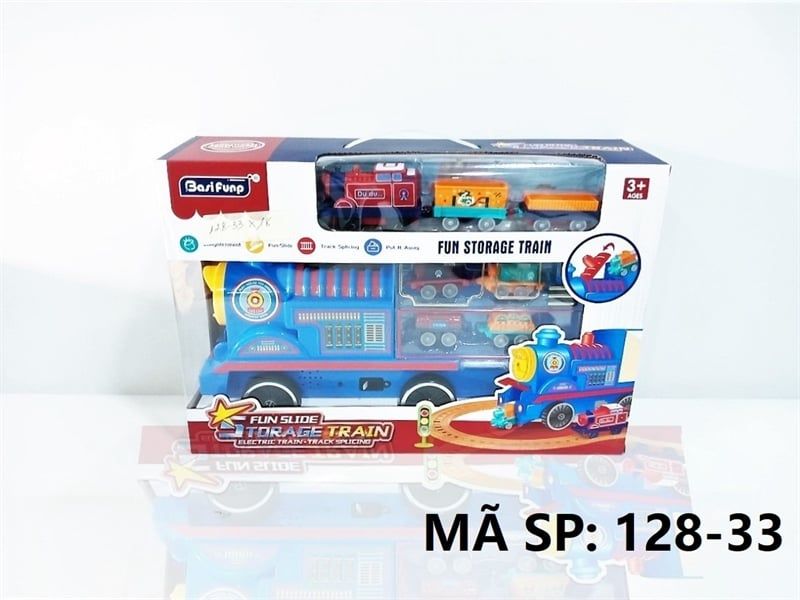  128-33 HỘP XE LỬA PIN NÚT CHỞ 4 TOA XE LỬA + ĐƯỜNG RAY XE LỬA PIN Storage Train 