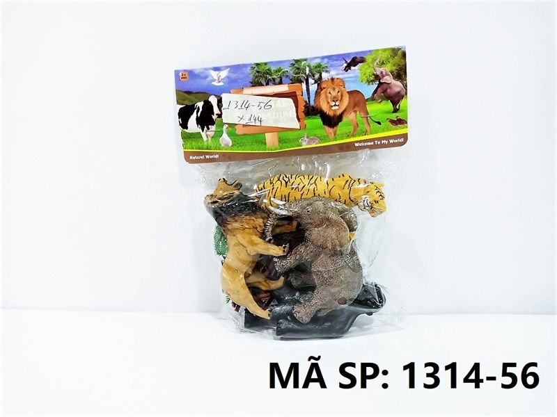  1314-56 TÚI THÚ RỪNG 4C (HỔ, SƯ TỬ, VOI, TINH TINH) + CÂY (PVC) Animal Paradise 