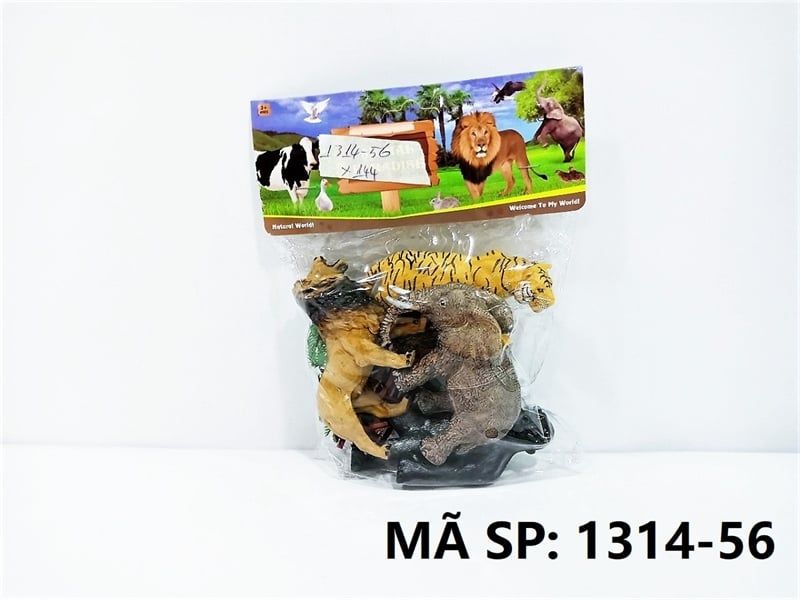  1314-56 TÚI THÚ RỪNG 4C (HỔ, SƯ TỬ, VOI, TINH TINH) + CÂY (PVC) Animal Paradise 