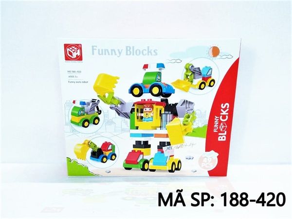  188-420 HỘP LOGO RÁP ROBO XE CT 49 MIẾNG Funny Blocks 