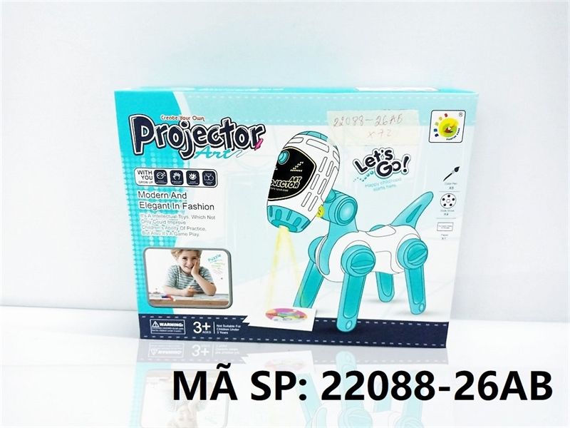  22088-26AB HỘP ĐÈN PIN HÌNH THÚ CHIẾU HÌNH + VIẾT MÀU + GIẤY Projector Art 