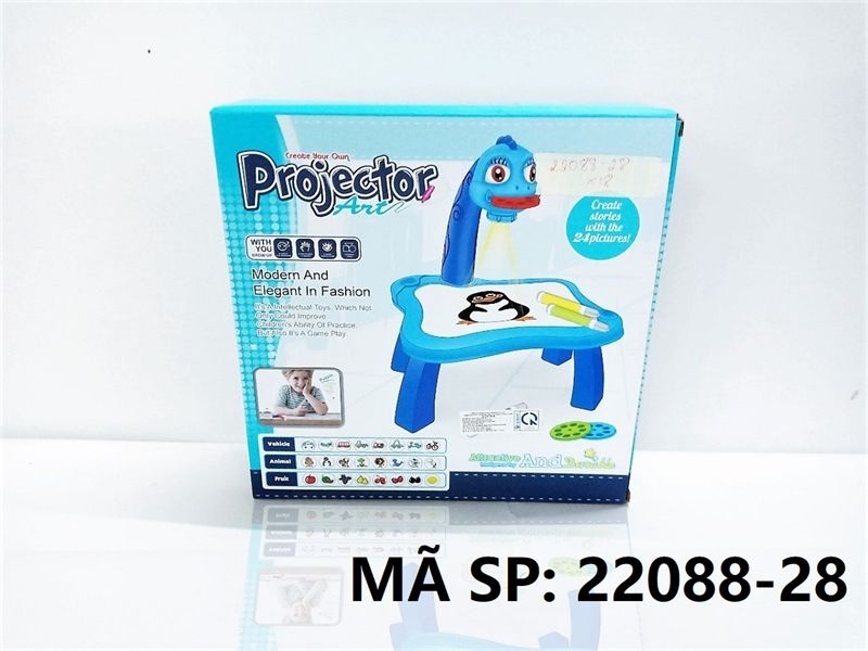  22088-28 HỘP BÀN BẢNG XÓA ĐÈN PIN CHIẾU HÌNH CÓ CHÂN + VIẾT MÀU Projector Art 