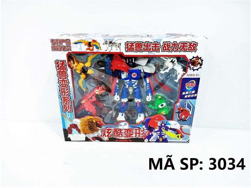  3034 HỘP RÁP ROBO BIẾN HÌNH SƯ TỬ + 4C THÚ (KHỦNG LONG, ĐẠI BÀNG, SỬ TỬ) 
