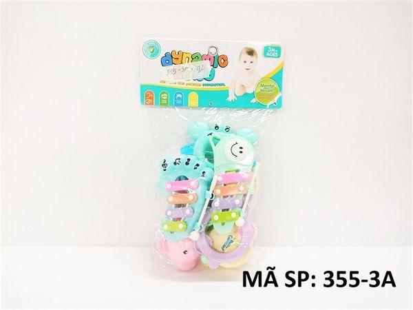  355-3A TÚI LẮC TREO NÔI 9 MÓN (CÁ HEO, CUA, ĐÀN GÕ, KÈN TÂY, BÌNH SỮA) (PVC) 355- 