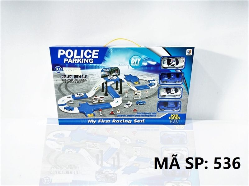  536 HỘP ĐƯỜNG RAY BÃI ĐẬU XE CS + 4C XE HƠI CS 41 MIẾNG POLICE PARKING (KID CARS 3D) 