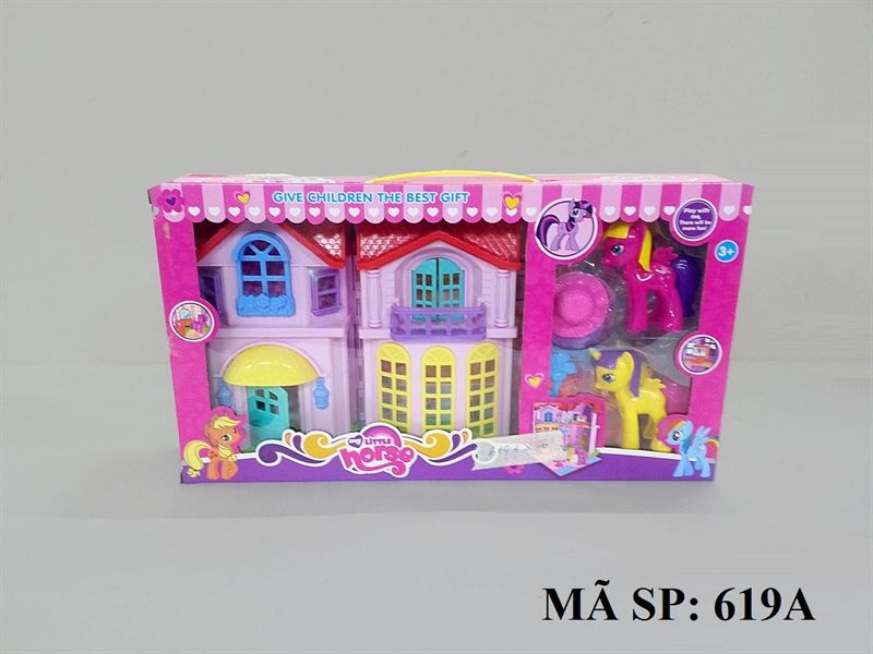  619A HỘP NỘI THẤT NHÀ PIN + 2C NGỰA PONY + NÓN 