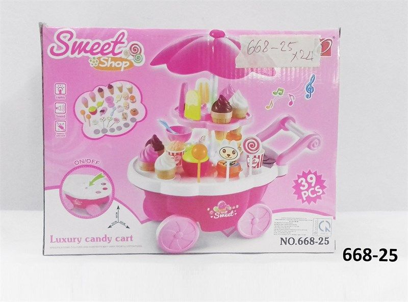  668-25 HỘP BẾP XE ĐẨY DÙ PIN KEM, KẸO 39 MIẾNG 