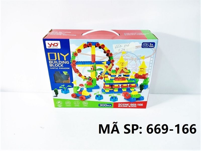  669-166 HỘP LOGO RÁP ĐU QUAY CÔNG VIÊN, NHÀ 300 MIẾNG Building Block 
